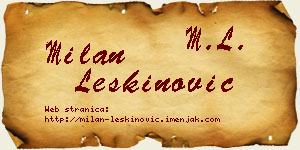 Milan Leškinović vizit kartica